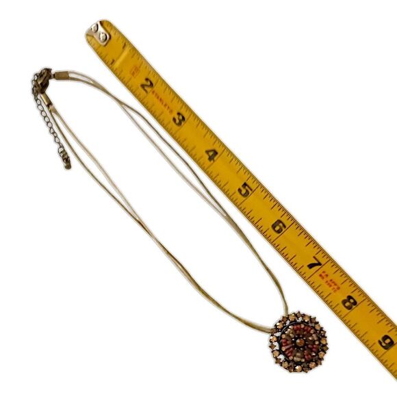 Y2K Rhinestone Disc Necklace Bohemian Cord Whimsigoth Fairy Coquette Lia Sophia - Picture 2 of 16